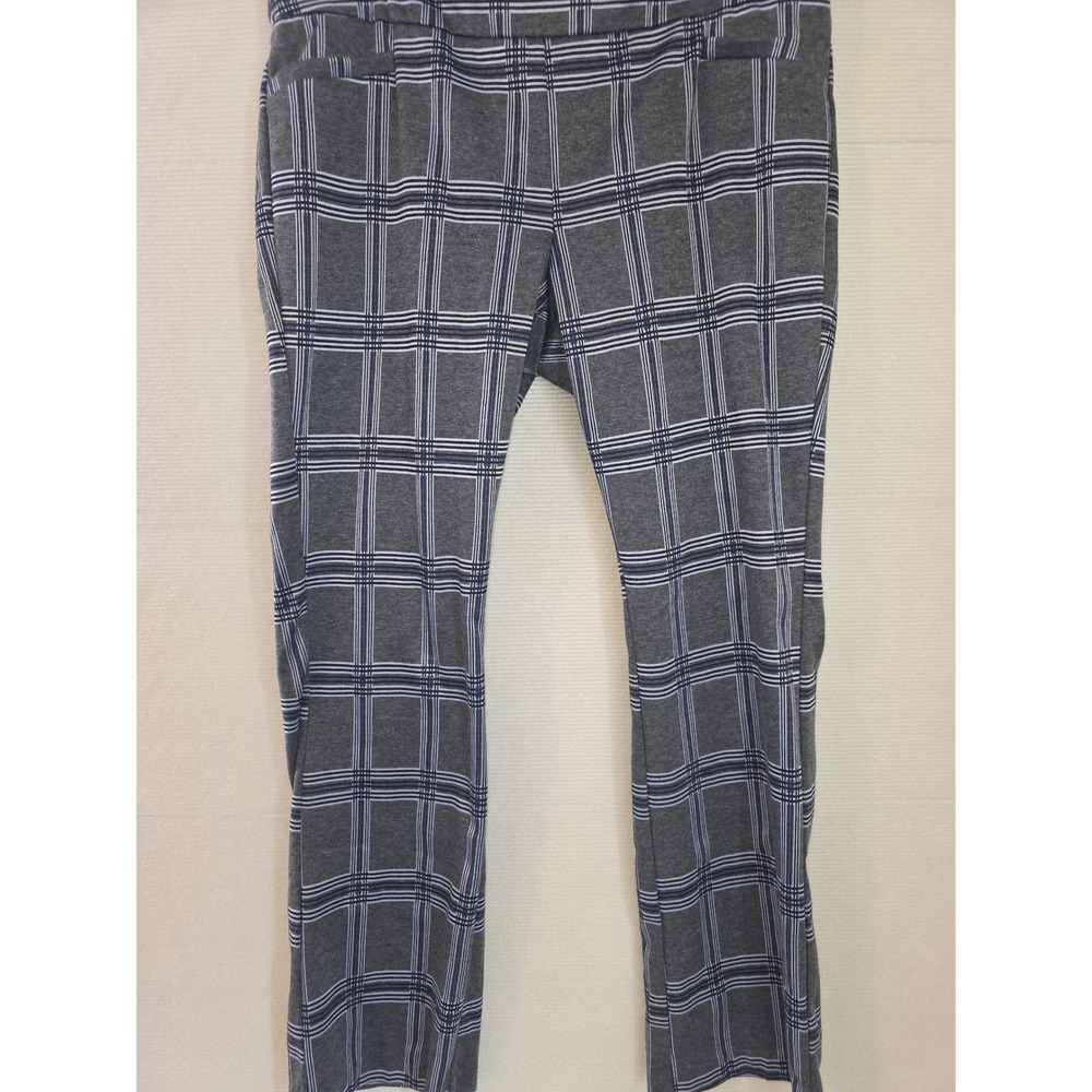 New York & Company 7th Avenue Plaid Pants Womens Large Grey Blue Check Trousers